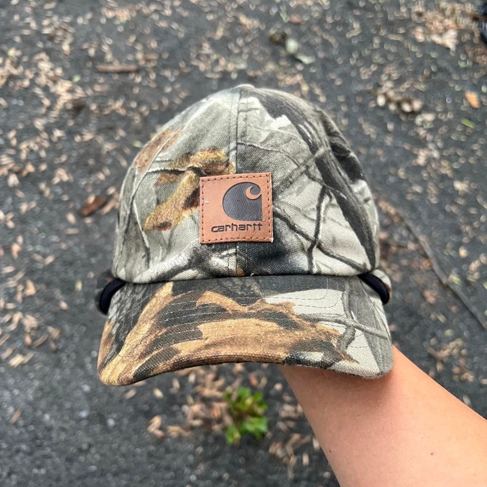 1990s Carhartt Real Tree Camo Hat Duck Canvas Cap